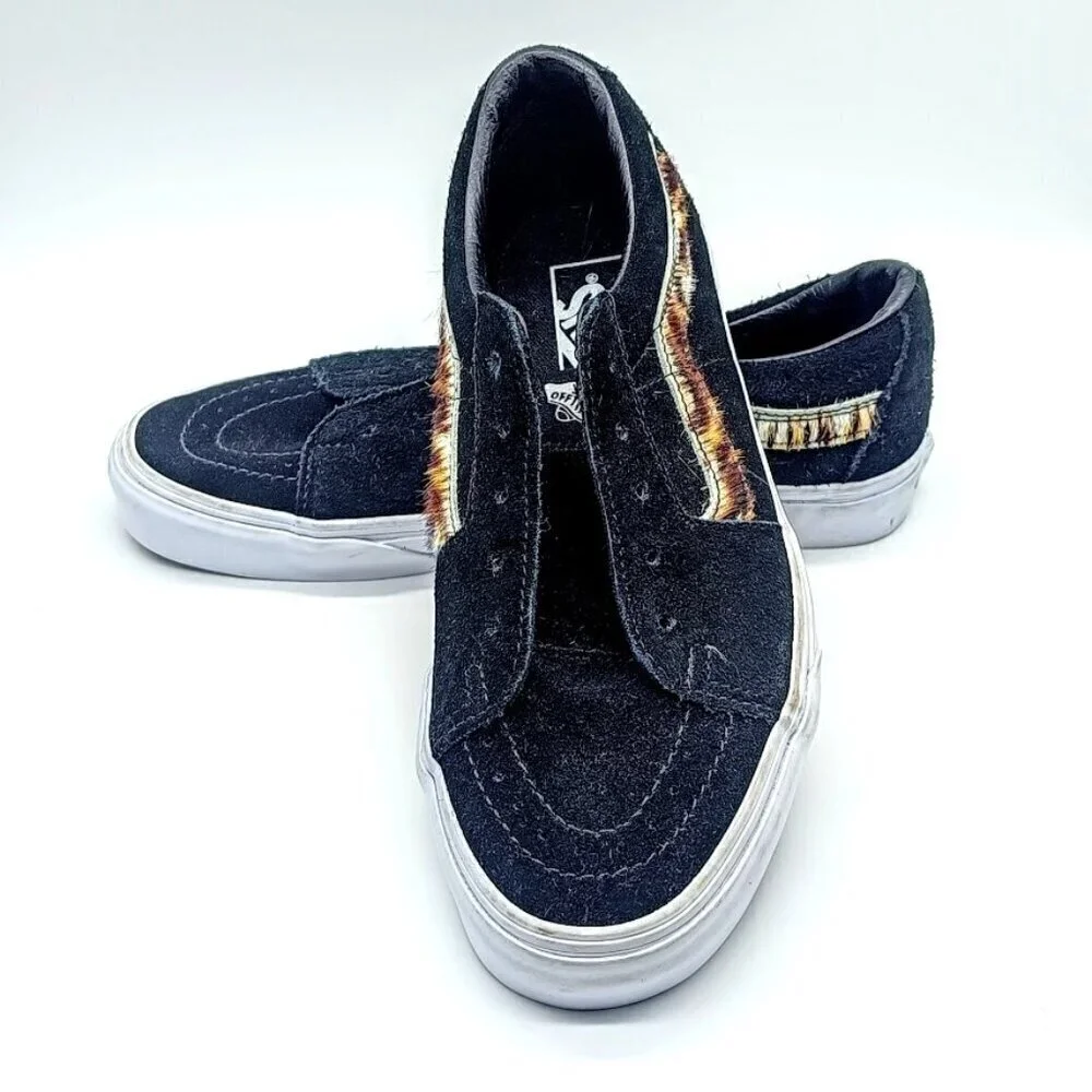 Vans Unisex Black Animal Print Suede Low Top Lace Up Sneakers